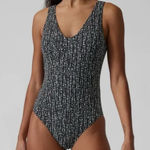 Athleta  Seycheless Black White Dot Print One Piece Swimsuit M Scoop Neck Photo 0