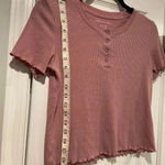 American Eagle Dusty Rose Ribbed Stretchy Short Sleeve Crop Top Henley Size XS Photo 7