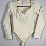Long sleeve shape wear bodysuit sz Medium ivory stretchy like new Tan Photo 0