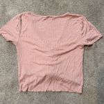 Garage Light Pink Short Sleeve V Neck Center Adjustable Scrunch Crop Top Size M Photo 3