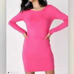Lulus NWT Comeback Baby Hot Pink Long Sleeve Knit Dress LARGE Photo 2