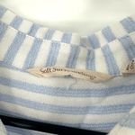 Soft Surroundings  Size Small Button Up Blue Striped‎ Shirt Square Buttons Blouse Photo 3