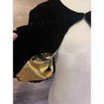 Apostrophe  Vest Velour Black Career Over Cropped Silk Gothic Boho Artsy Ruffle Photo 2