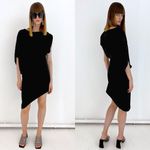 ZARA ASYMMETRIC PLEADED Mini DRESS Round Neckline Short Sleeve BLACK SIZE M new Photo 1