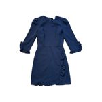 Shoshanna Marina Crepe Ruffle Sleeve Hem Navy Blue Sheath Dress Size 2 Photo 2