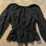 Universal Threads Universal Thread Shirt Womens Small Linen Puff Black Long Sleeve Vneck Romantic Photo 2