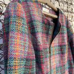 Christopher & Banks  Plaid Wool Blend Zipper Front Blazer Jacket LARGE Photo 1