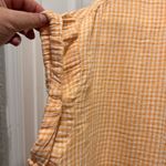 Old Navy Women's Orange Gingham Cap Sleeve Button Up Shirt Size Large Beachy Photo 1