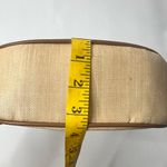 White House | Black Market  Tan‎ Handbag Basket Bag Crescent Basket Flower Appliqué Photo 4