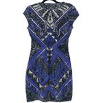 EXPRESS Sequin Embellished Mini Dress XS Blue Black Bodycon Party Short Sleeve Photo 6