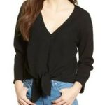 Madewell  Texture & Thread Long Sleeve Tie-front Black Top Photo 1