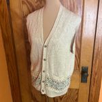 Vintage 90s Grandpa Linen Sweater Vest Button Front Neutral Knit Size XL Photo 8