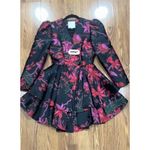 MARKARIAN Etta Black Floral Jacquard Brocade Mini Dress Crossover Button Front 2 Photo 5