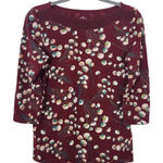 st. john's bay  Oxblood Floral Tee Size Small Burgundy Floral Top Floral T-Shirt Photo 0