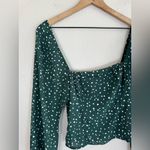 Abercrombie & Fitch AF Green White Polka Dot Long Sleeve Smocked Blouse Small Photo 10