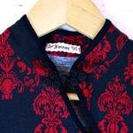 Forever 21 Top Women L Red Black Damask Asian Cheongsam Jersey Knit USA VTG Y2K Photo 2