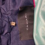 Tahari 🛍️ Navy Blue Mint 3/4 Sleeve Hoodless High Collar Ruffle Frill Jacket L Photo 8