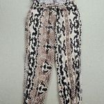 Olivaceous Womens Jumpsuit Size S White Brown Snake Print Halter Tassel Backless Photo 6