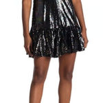 MELLODAY Sparkle Sequin Dropwaist Removable Collar Dress Black Size Medium Photo 0