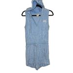 Love & Sports Baby Blue Terry Cloth Romper V‎ Neck Hoodie XS Photo 1