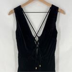 DO+BE  Black Stretch Velvet Strappy Lace Up Deep V-Neck Sleeveless‎ Jumpsuit S Photo 2