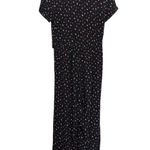 J.Jill Tie Front Floral Jumpsuit Short Sleeve Button Down Womens XSmall Black Photo 2