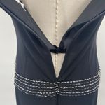 Vintage 90s Papell Boutique Mini Cocktail Dress Beaded Drop Waist Black Silver 6 Photo 6