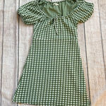 Madewell Size XXS Jacquard Puff-Sleeve Mini Dress Green Gingham Check Photo 0