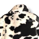 Vintage 90s Black White Western Coat Cow Print Cropped Fleece Faux Fur Jacket Photo 4