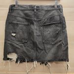 Free People {26}  We The Free Distressed Black Denim Mini Skirt Photo 3