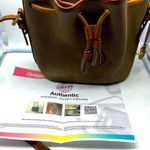 Dooney & Bourke Authentic tan brown pebbled leather drawstring bucket bag … Photo 12