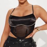 Privy Black Rhinestone Faux Corset Top Photo 0