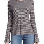 frame denim NWT frame linen striped bell sleeve blouse Photo 0