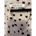 Rose + Olive  Blouse, S, Pink with black hearts long sleeve valentine special Photo 3