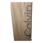 Calvin Klein Taupe Logo Oblong Blanket Scarf Acrylic Blend Women 76x24 NWT Photo 1