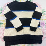 SO Heritage Women's Striped Knit Sweater Size L Black Cream Blue Casual Size L Photo 0