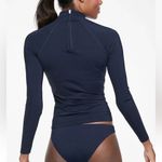 Athleta North Point Rashguard Women’s Size M Long Sleeve Zip Back Blue UPF 50+ Photo 2
