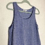 BeachLunchLounge  Striped Sleeveless Linen Peplum Tank Top Blue White Medium Photo 1