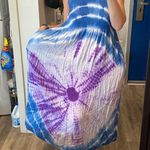 Sol clothing tie dye hippie boho beach midi dress swim cover up blue purple Med Photo 1