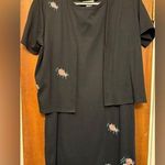 Mark Fore & Strike 2pc Knit Sleeveless Black Shift Dress Match S/S Jacket Fish Size M Photo 0