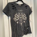 NWT Occasion Size S Black Acid Wash Distressed Cosmos Tee Shirt Moon Cycle Snake Photo 2