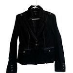 White House | Black Market WHBM Black Corduroy Single Button Blazer Jacket Size 6 Dark Academia Goth Photo 0