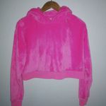Urban Outfitters  M Shocking Pink Fur Hoodie Crop Top Photo 3