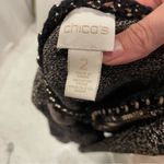 Chico's Awesome black tan gold metallic chain bling bling chunky cardigan sweater Photo 11