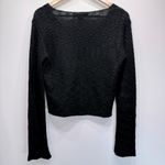 Free People Black Sweater Embroidered Flowers Slub Knit Waist Length Whimsigoth Photo 6
