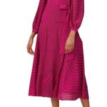 Tanya Taylor Marcela Silk Fuchsia Tonal Zebra print Midi Dress 2 Photo 0