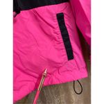 PINK - Victoria's Secret PINK Neon Hot Pink Black Windbreaker Sherpa Hooded Jacket XS/S Photo 3