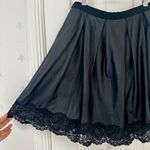 Black Leather Pleated Skirt w. Lace Trim Photo 2