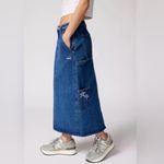 Obey  100% Cotton Juniper High Waist Loose Fit Pockets  Midi Denim Skirt size 26 Photo 4