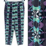 Wolf & Whistle London Women's Size 8 Geometric Trouser Pants Black Funky Weird Purple Photo 1